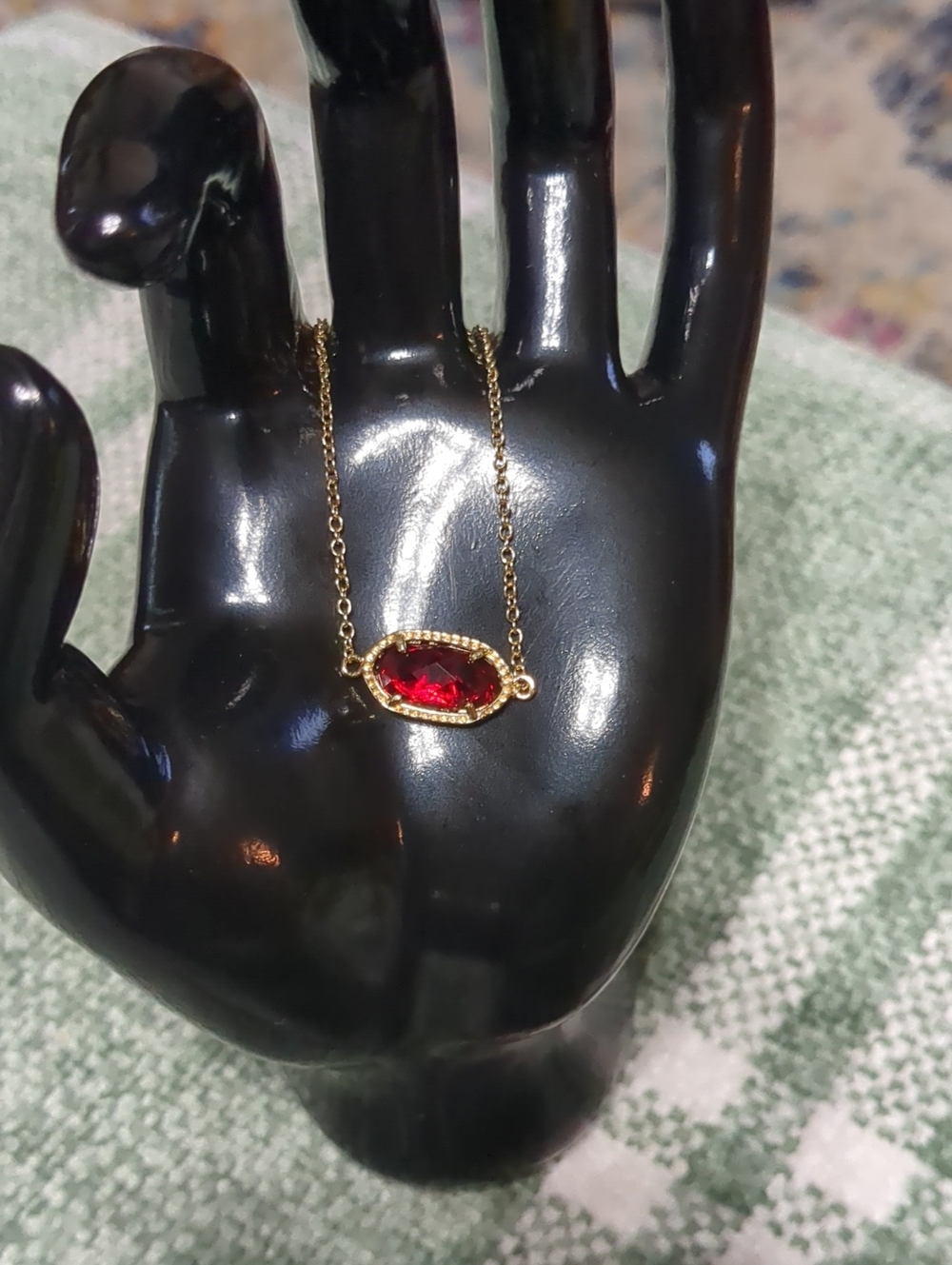 Kendra Scott Gold-Tone Bolo Bracelet with Red Oval Stone